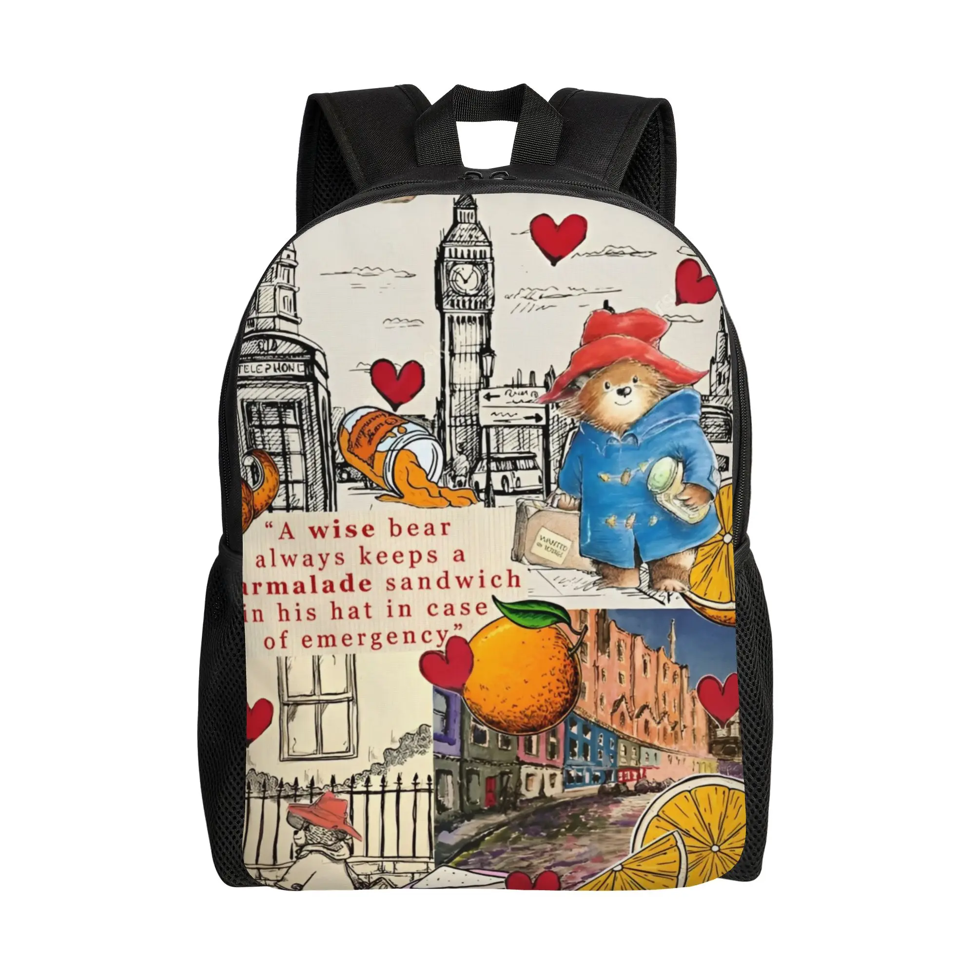 

Paddingtons Movie Casual Brown Bear Backpack Lightweight Student Hiking Travel Daypack for Men Women College Canvas Bags