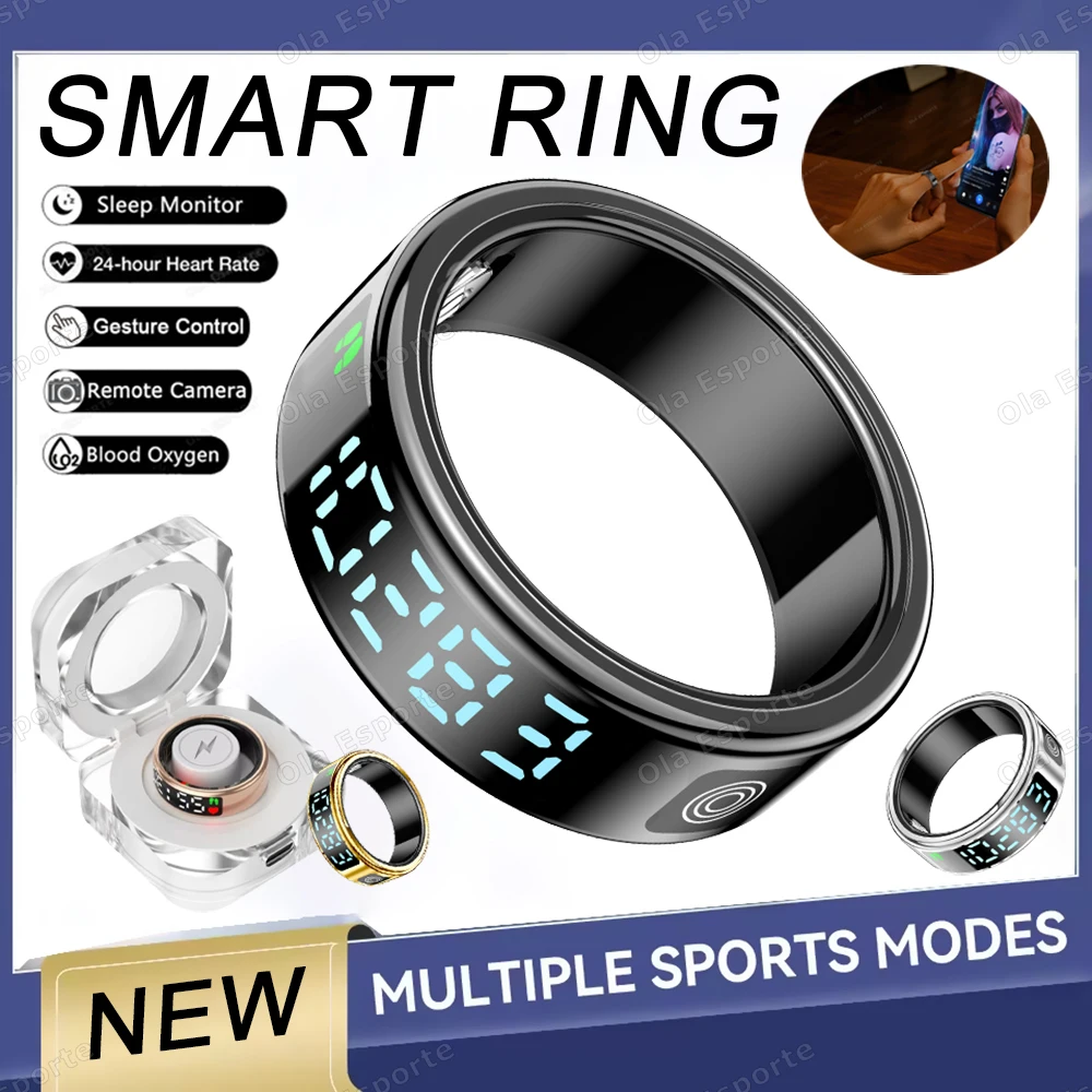 

Новое умное кольцо с сенсорным экраном дисплея, монитор сердечного ритма, водонепроницаемость 5 АТМ, спортивные кольца для фитнеса для женщин и мужчин Sr08