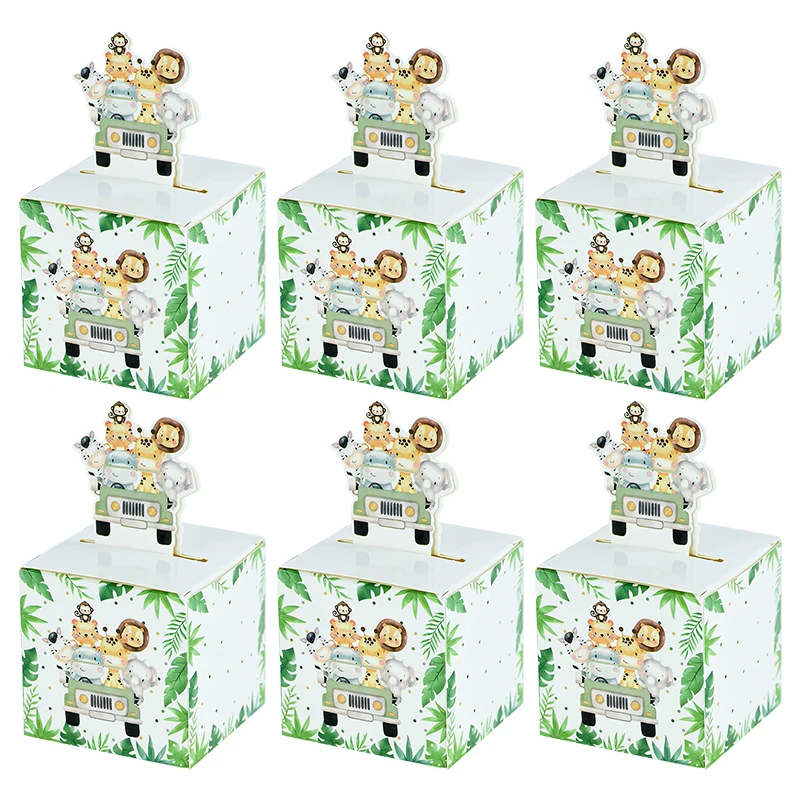 

24pieces Cute Animal Jungle Theme Party Candy Box Birthday Party Decoration Gifts Packaging Cartoon Lion Monkey Zebra Elephant