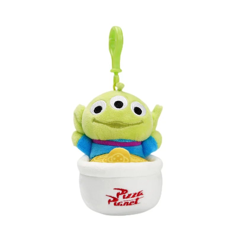 Disney toy story alienígena fofo kawaii três olhos menino pingente de pelúcia bolsa escolar mochila pingente chaveiro brinquedo de pelúcia presente de aniversário