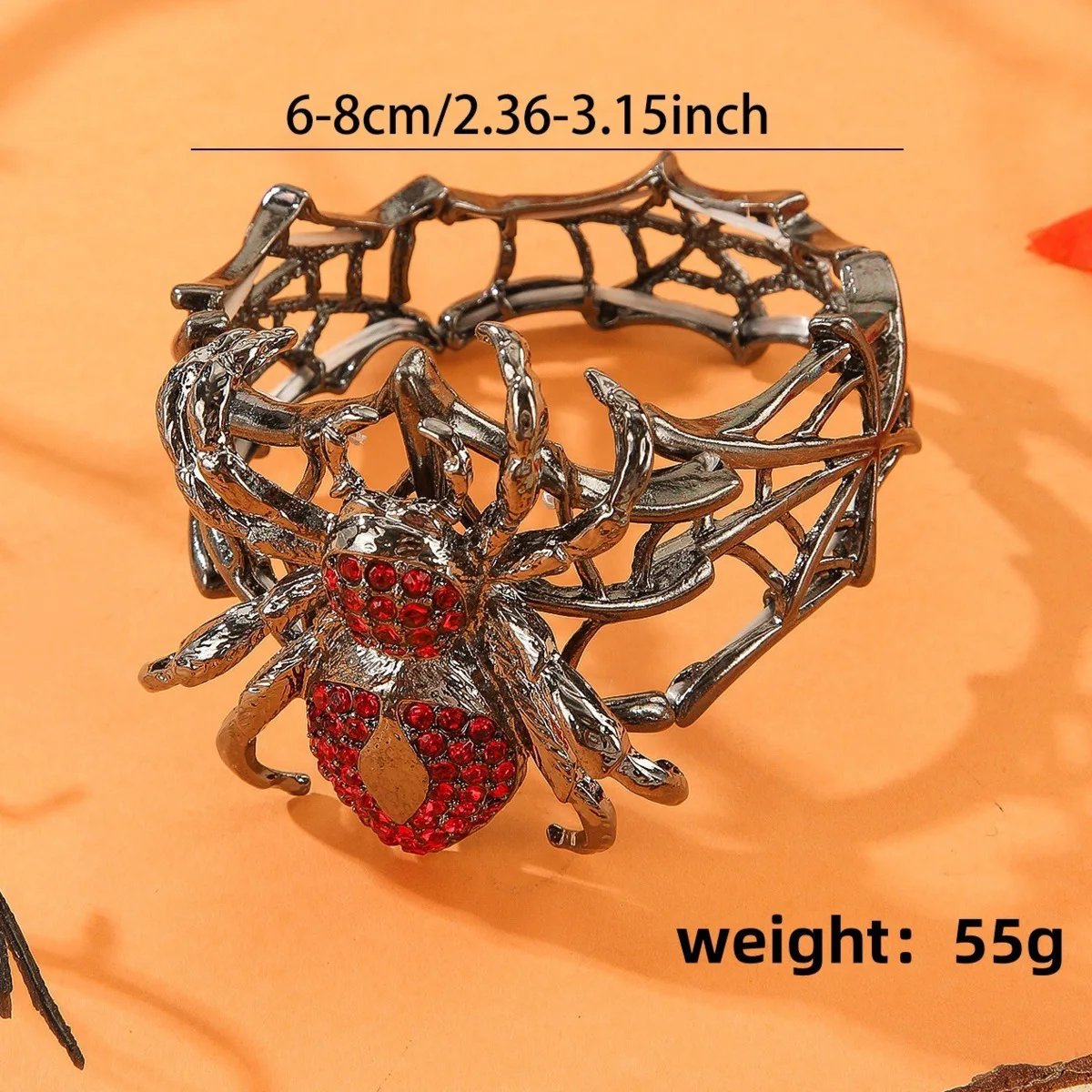 مجوهرات الهالوين متعة ملتوي سبيكة حجر الراين العنكبوت مطاطا قابل للتعديل سوار الإسورة للنساء اكسسوارات الحفلات #3