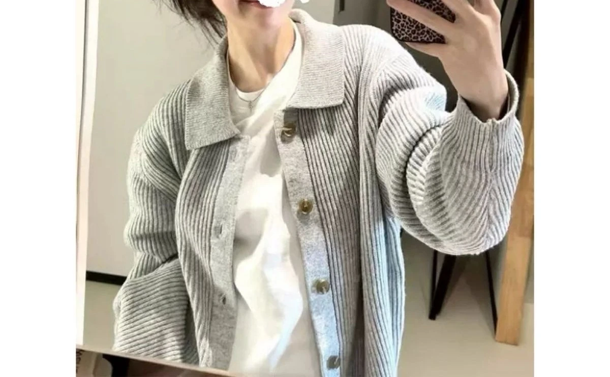 Cardigan jaqueta casual de malha superior feminino outono e inverno novo solto retro versátil preguiçoso lapela camisola