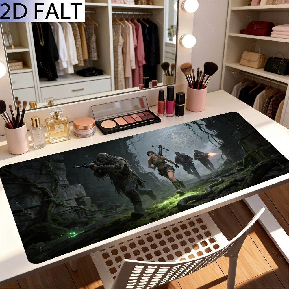 2D Flat, 1PC Oversized, Non-Slip, Table Mat, Mouse Pad, Dark Ruin Adventure, Giant Python Character, Engraved Relief, Suitable For PC, Desk And Family Use, Gifts For Men And Women Friends, Improve Desktop Comfort. Using High-Density Rubber Base.