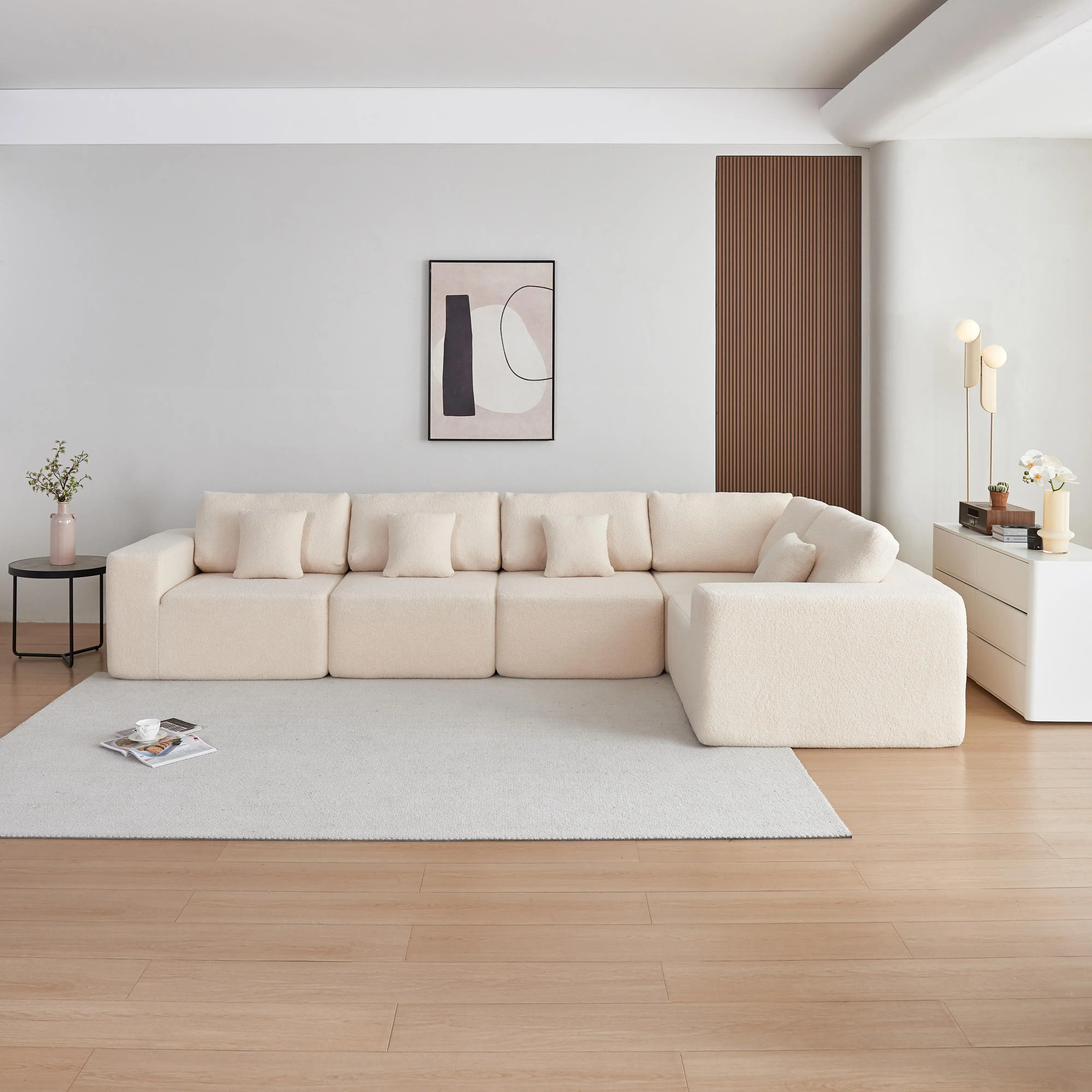 

Современный роскошный секционный диван-комплект с подлокотниками из высококачественной ткани с наполнителем из овечьей шерсти для гостиной виллы