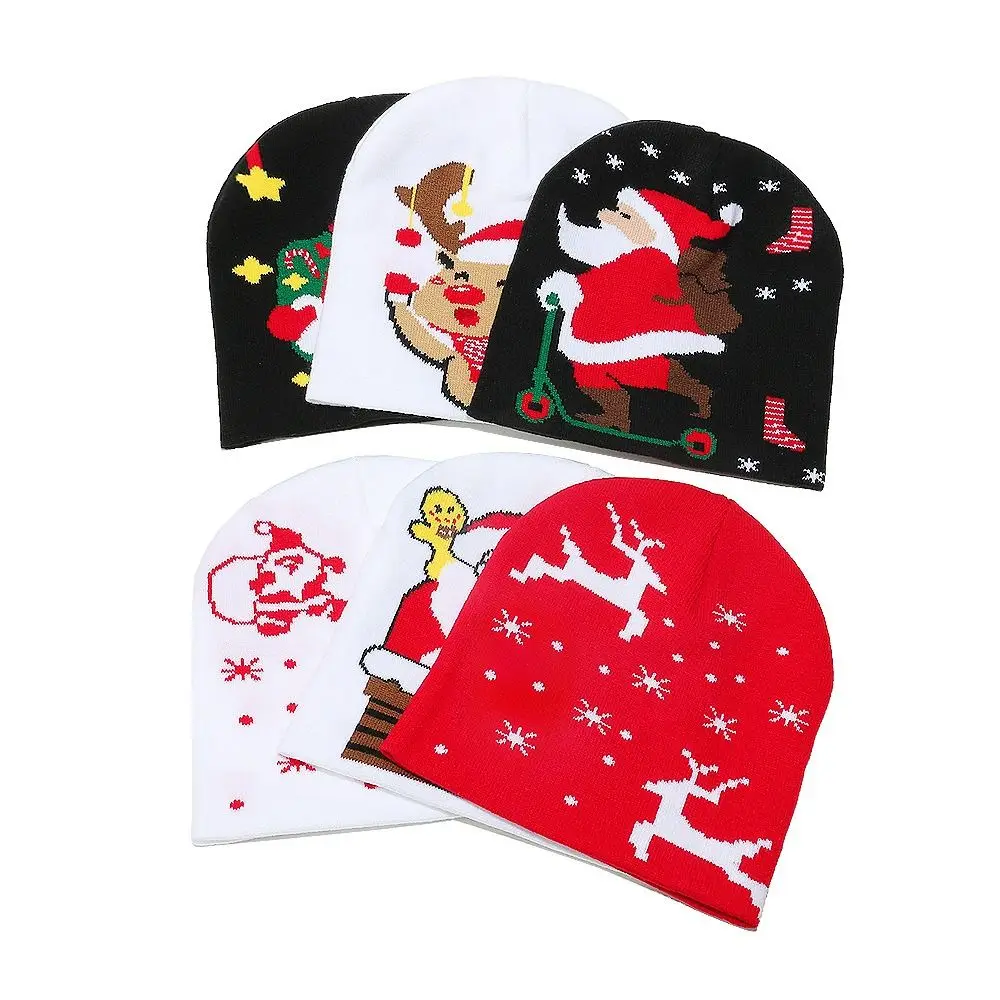 Funny Reindeer Christmas Hat Christmas Tree Bow Pullover Cap Green Snowman Santa Claus Beanie Hat Outdoor