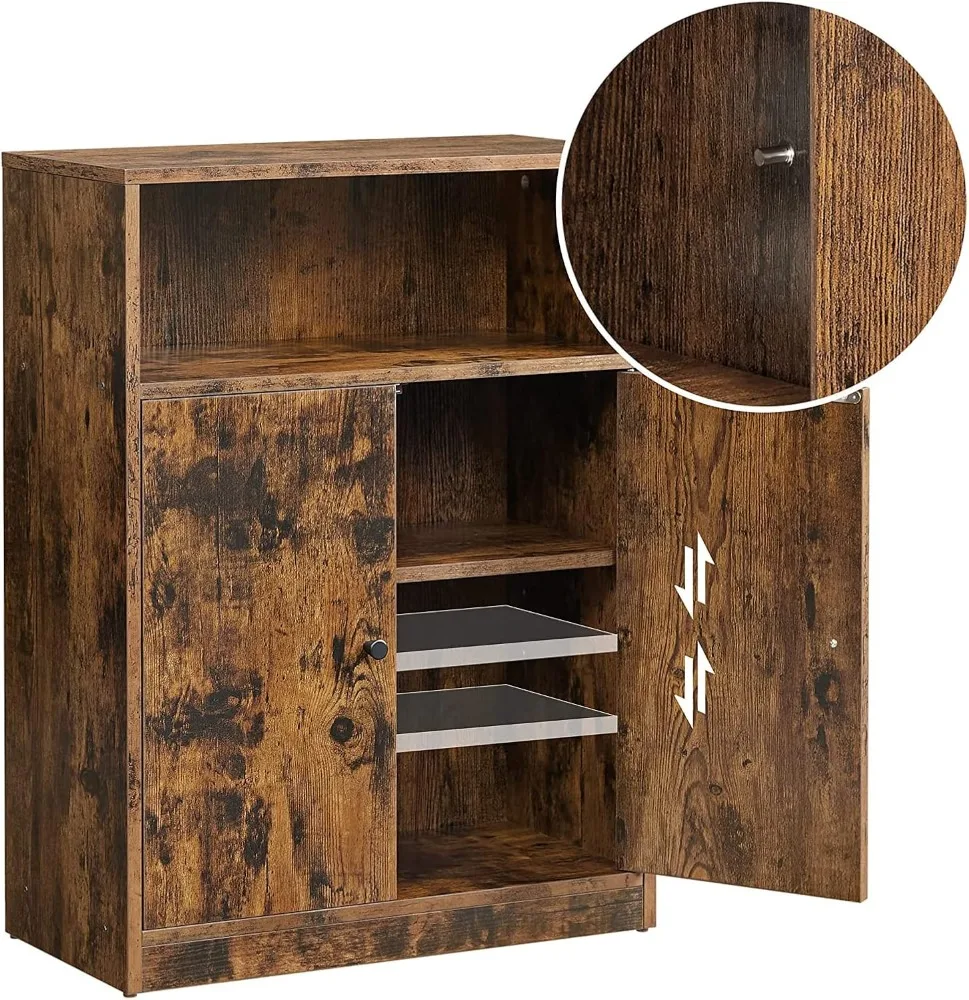 Industriële Opslag Vloerkast, Houten Dressoir Met Deur En 2-Tier Verstelbare Plank, Organizer Voor Keuken, Woonkamer