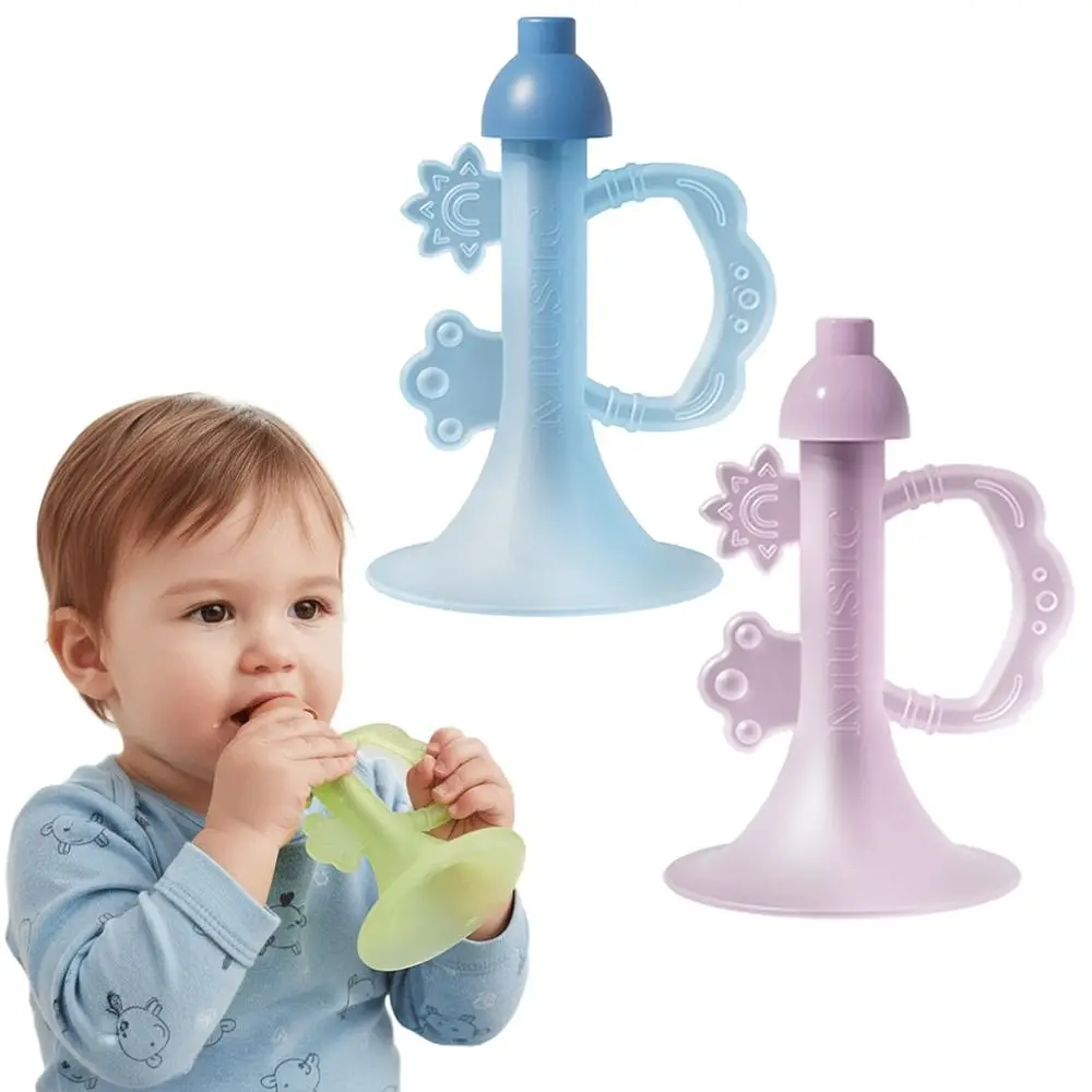 Silikonowa trąbka dla niemowląt do gryzienia, spożywcza, kolorowa, symulująca dźwięk, odporna na ciepło.
