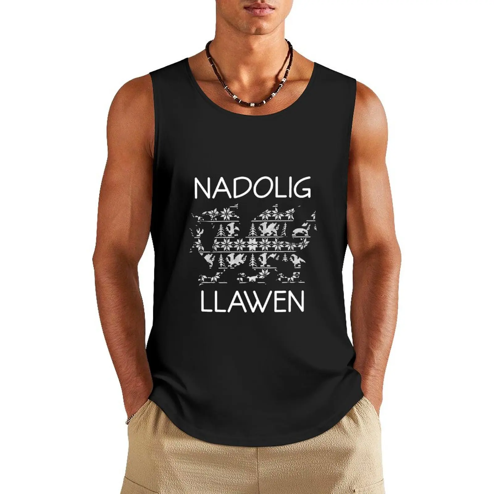 Nadolig Llawen Wales Welsh Dragon Cymru Merry Christmas Xmas Tank Top mens clothing Top summer muscular man