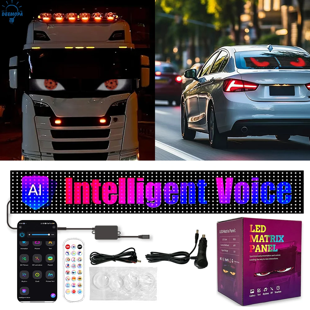 LED مصفوفة بكسل لوحة APP AI وظيفة الصوت مرنة عنونة RGB نمط الكتابة على الجدران التمرير النص الرسوم المتحركة عرض السيارة