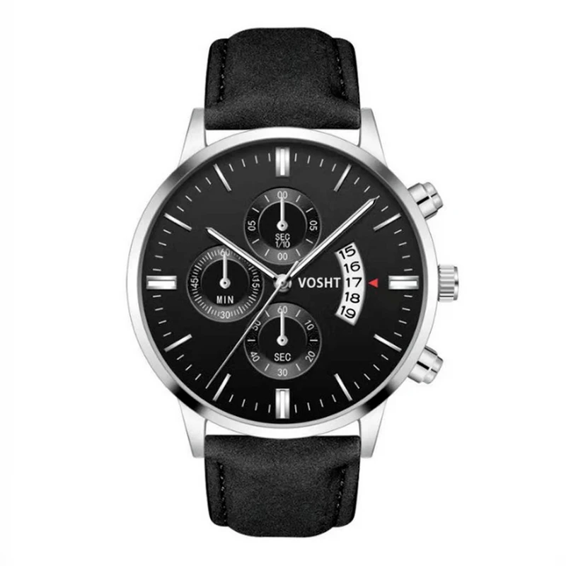 Fashion Casual Lederen Riem Mannen Horloges Nieuwe Collectie Eenvoudige Kalender Quartz Horloge