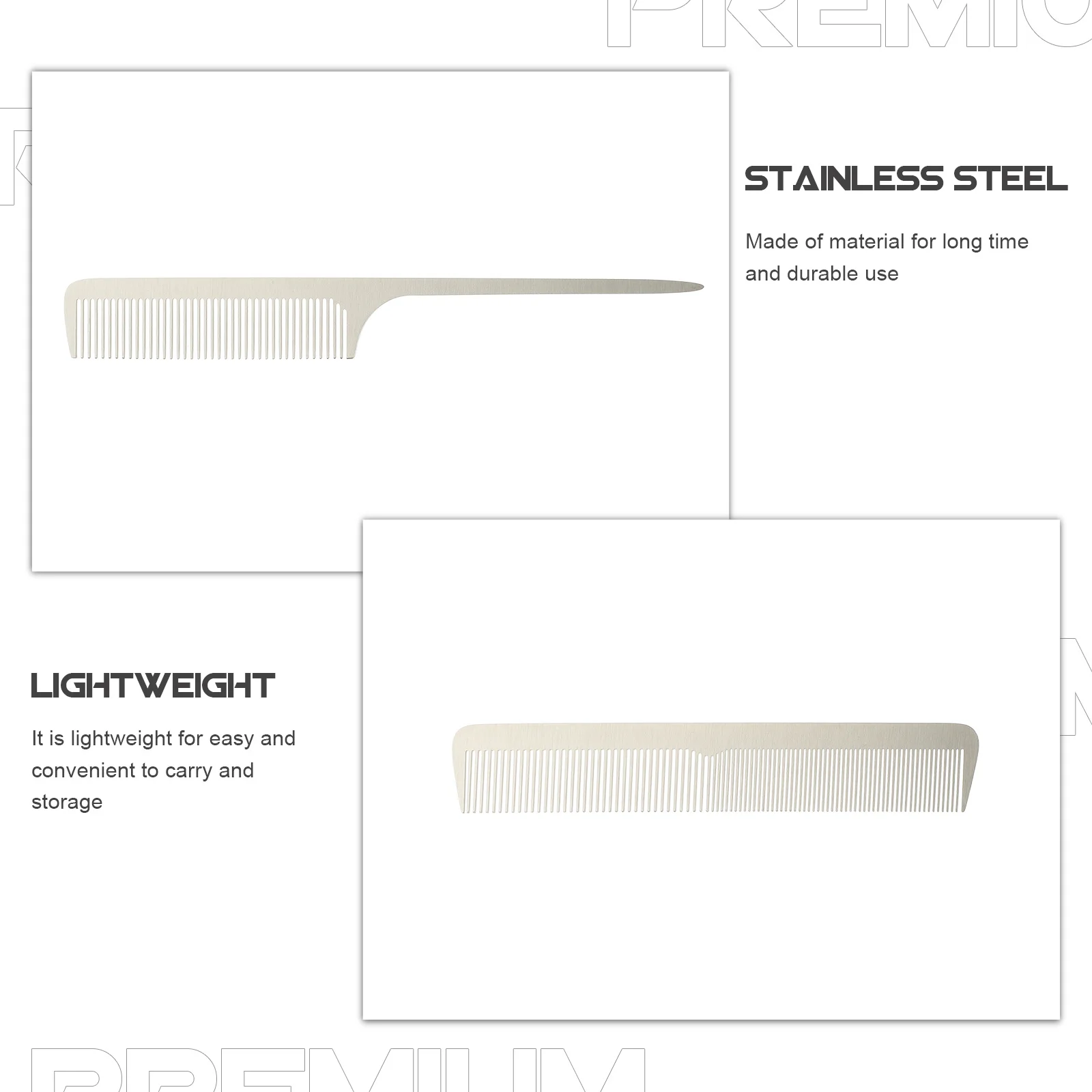 

2pcs Hair Cutting Comb Stainless Steel Combs For Wet Dry Hair Anti- Lightweight Home Haircut Tool Shearing Comb