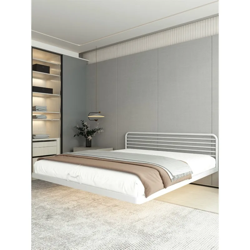 Steel frame suspension bed Italian minimalist bedside wrought iron bed frame simple modern master bedroom single double bed