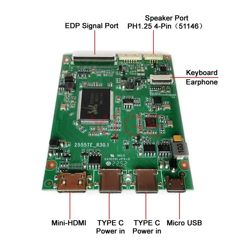 Imagem -02 - Placa Controladora de Driver Lcd Compatível com B156han06 B156htn03 1920*1080 Tela de Laptop Micro Usb Tipo-c 15.6 30 Pinos Edp Kit Faça Você Mesmo Hdmi-mini