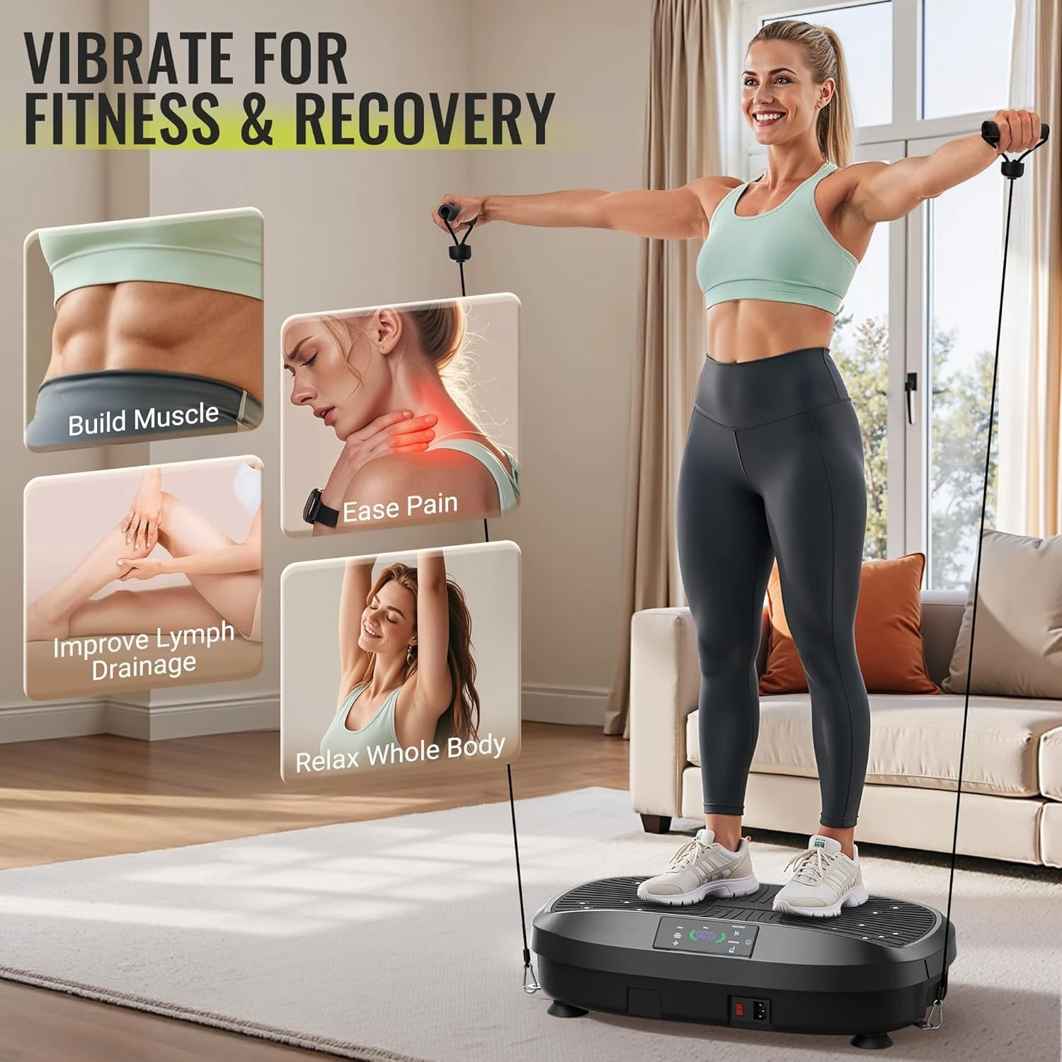 

Vibration Plate Exercise Machine, 120 Adjustable Speed High Intensity Vibration for Muscle Toning Weight Loss Lymphatic Drainage