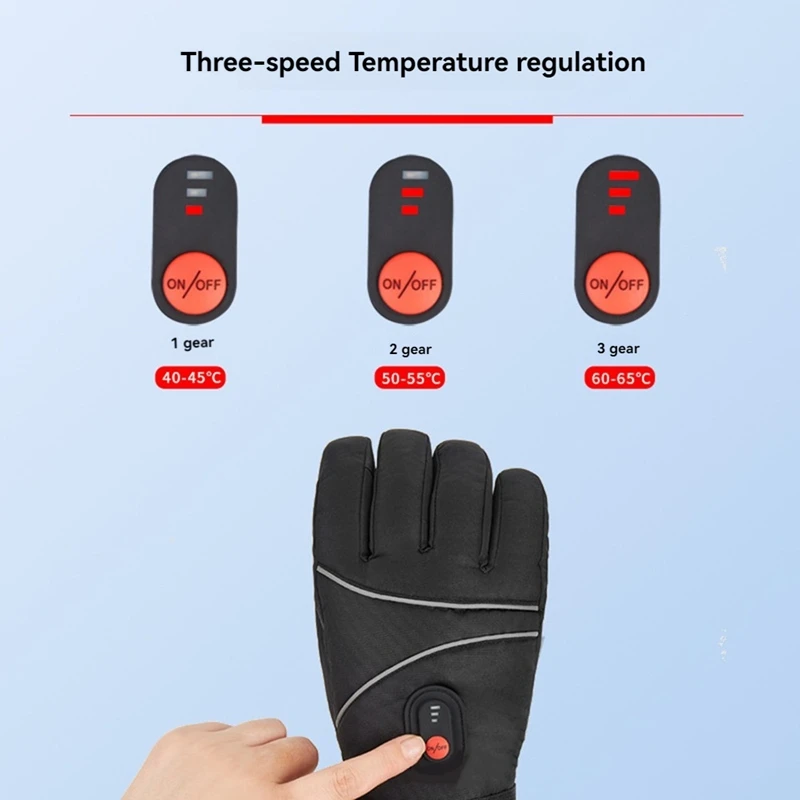 1 Pair Thermal Gloves Windproof Electric Heating Gloves Men Women For Ski Cycling For Motorcycle Heated Gloves