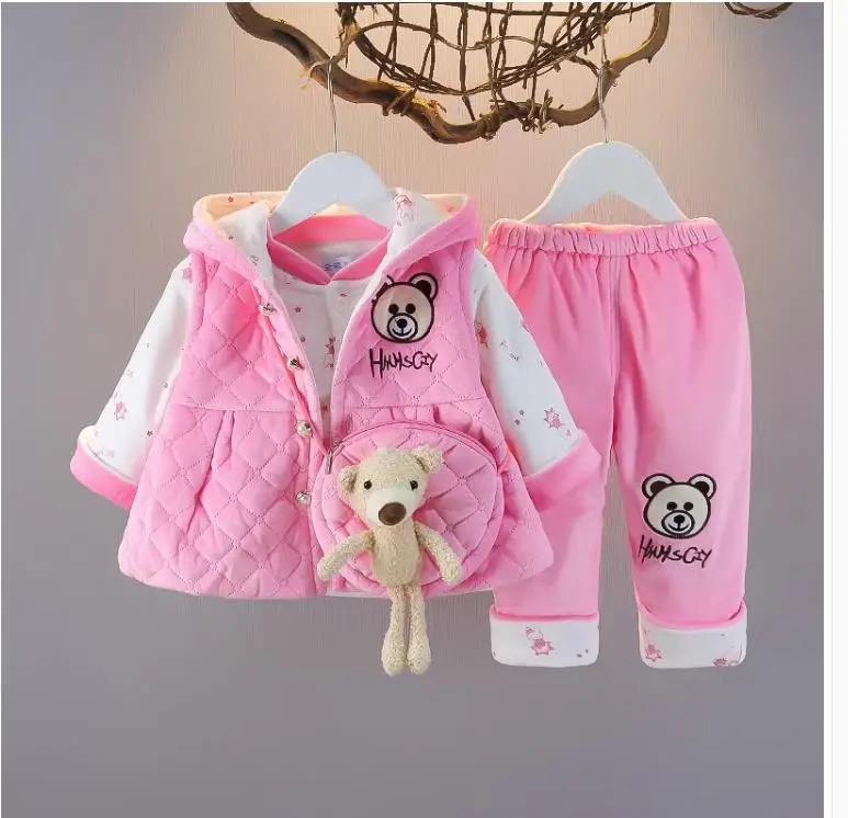 Baby girl's thin cotton three-piece suit