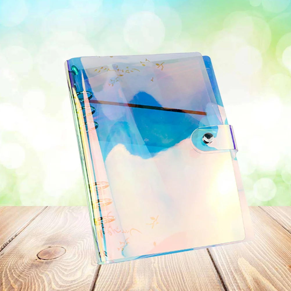 Colorful Rainbow Style A6 PVC Notebook Cover 6 Rings Binder Strong Snap Button Closure Loose Leaf Travel Diary Journal Planner