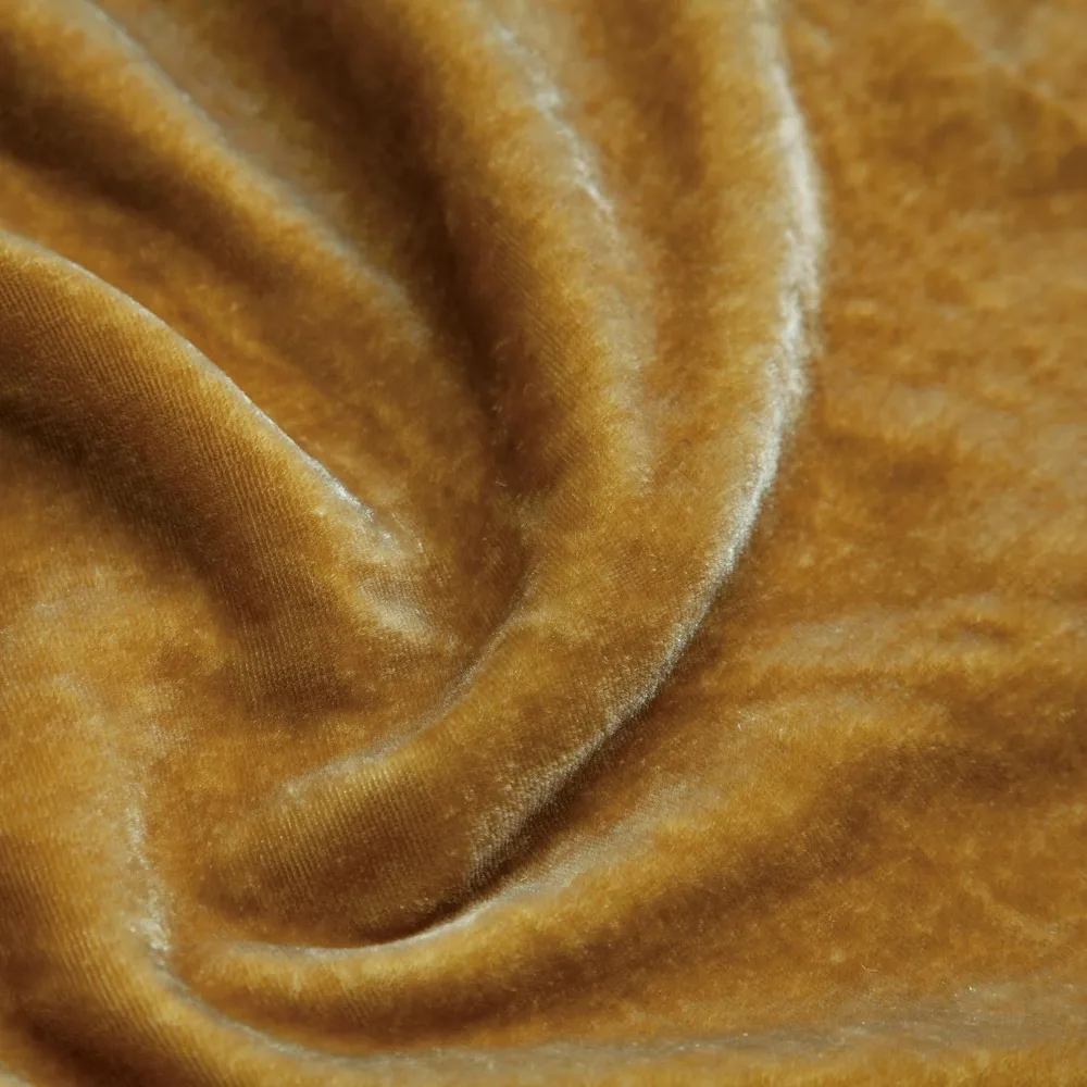 Stella Faux Silk Velvet Curtains, Rod Pocket Style, 48x108 inches, Saffron Color, Blending Romantic Western and Modern Tradition