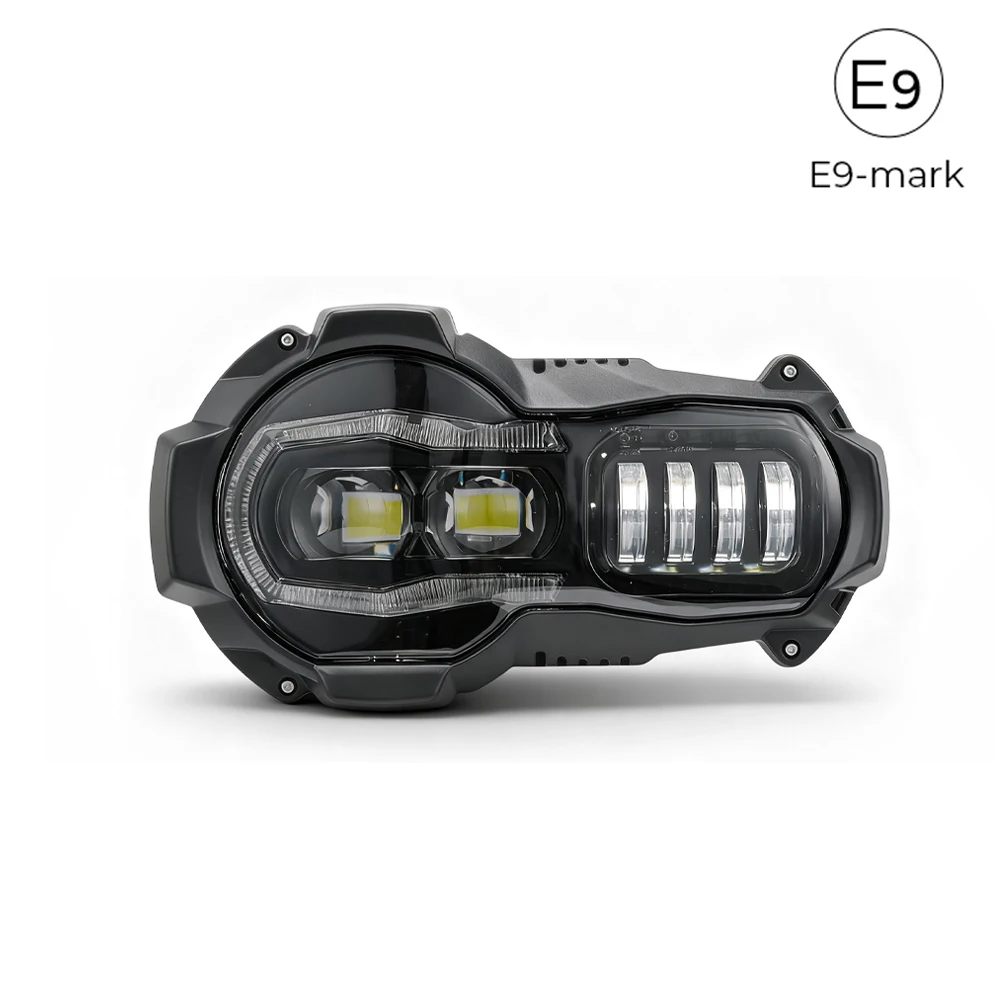 Gruppo faro LED per motocicli Lampada frontale approvata E-Mark con raggi alti e bassi per BMW R1200 GS 2005-2012 BMW R1200 GS ADV
