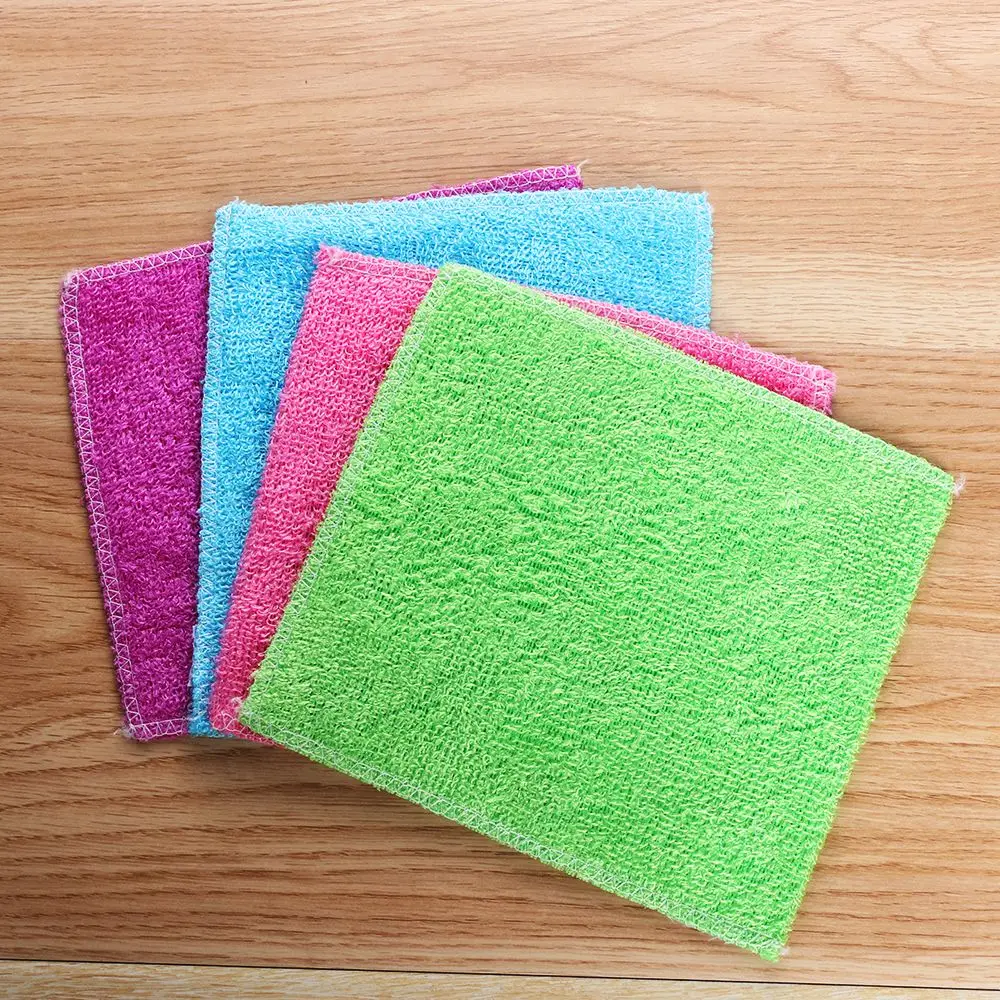 1/5PCS Bamboo Fiber Cleaning Rags Anti-grease Scouring Pad Magic Kitchen Dish Cloth Washing Towel Household Accessories