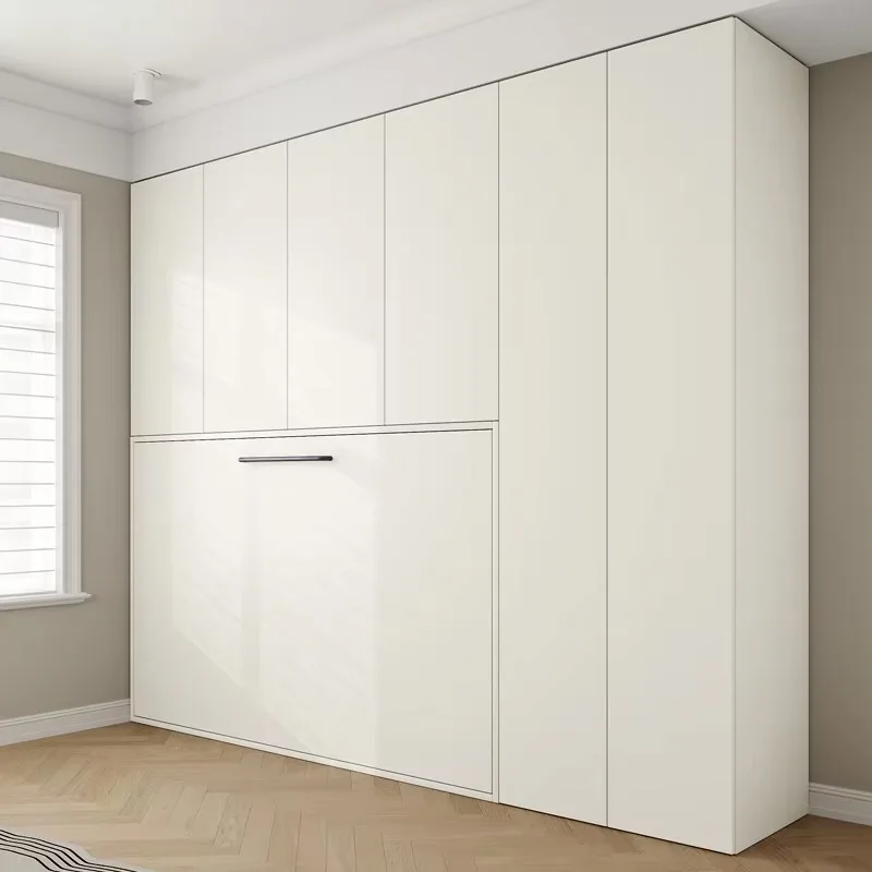 

Folding wall bed storage multifunctional space saving bedroom furniture apartment hotel solid wood door