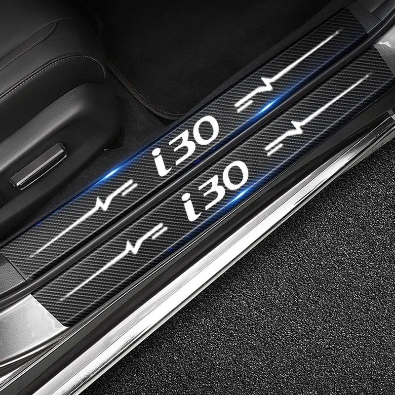 Car Door Sill Threshold Waterproof Strips Interior Trunk Bumper Pedal Stickers for Hyundai i30 Logo Scratch Resistant Decals