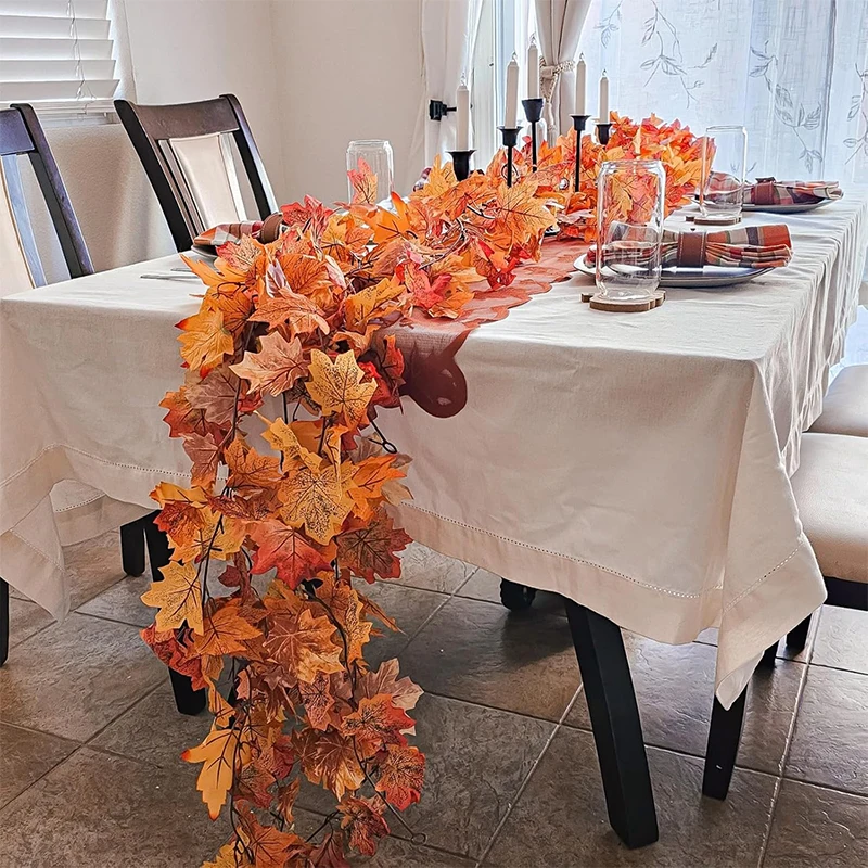 1/2 Stück Herbstkränze, 100 cm, hängende Seidenkränze, künstliche Herbstblattkränze, Thanksgiving-Weihnachtsdekoration, Heimdekoration für den Kamin – Detail 5