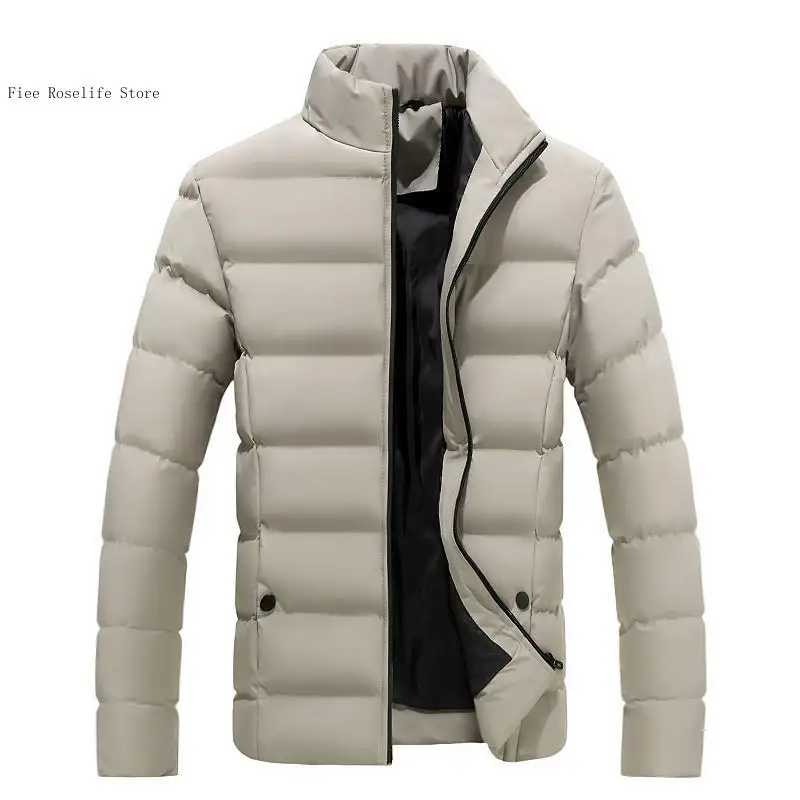 Spring Autumn and Winter Stand-Up Collar Thick Warm Cotton Casual Jacket Coat Men