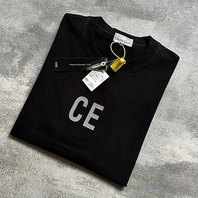 Japanese Style Trend Brand Men's T-shirt C.E CAVEMPT Short Sleeve Street Loose Simple Design Cav Empt Print Top Tee