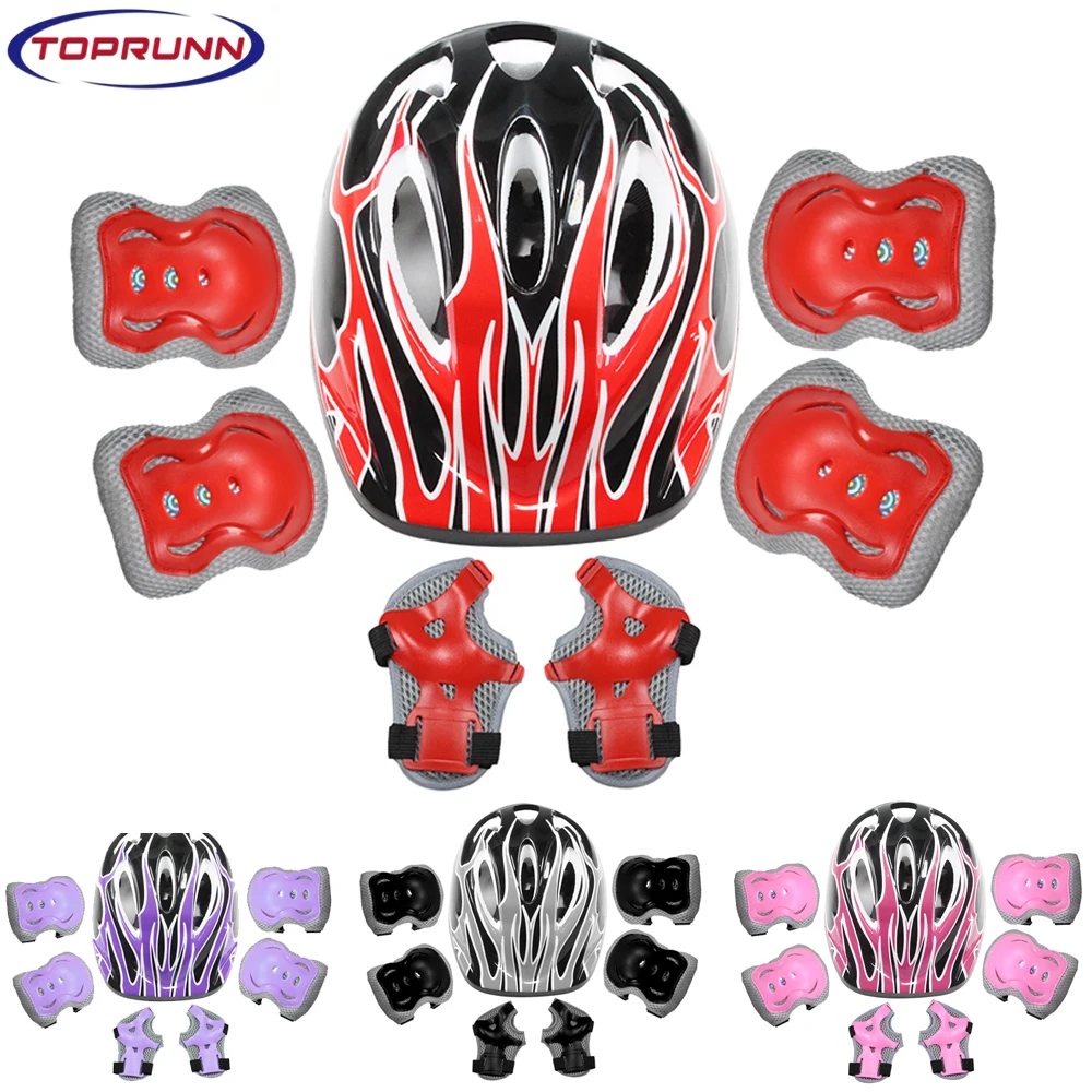 

7Pcs/Set Kids Bike Helmet for Girls and Boys Ages 3-10 with Wrist Guard and Knee Pads Elbow Pads Adjustable Protective Gear