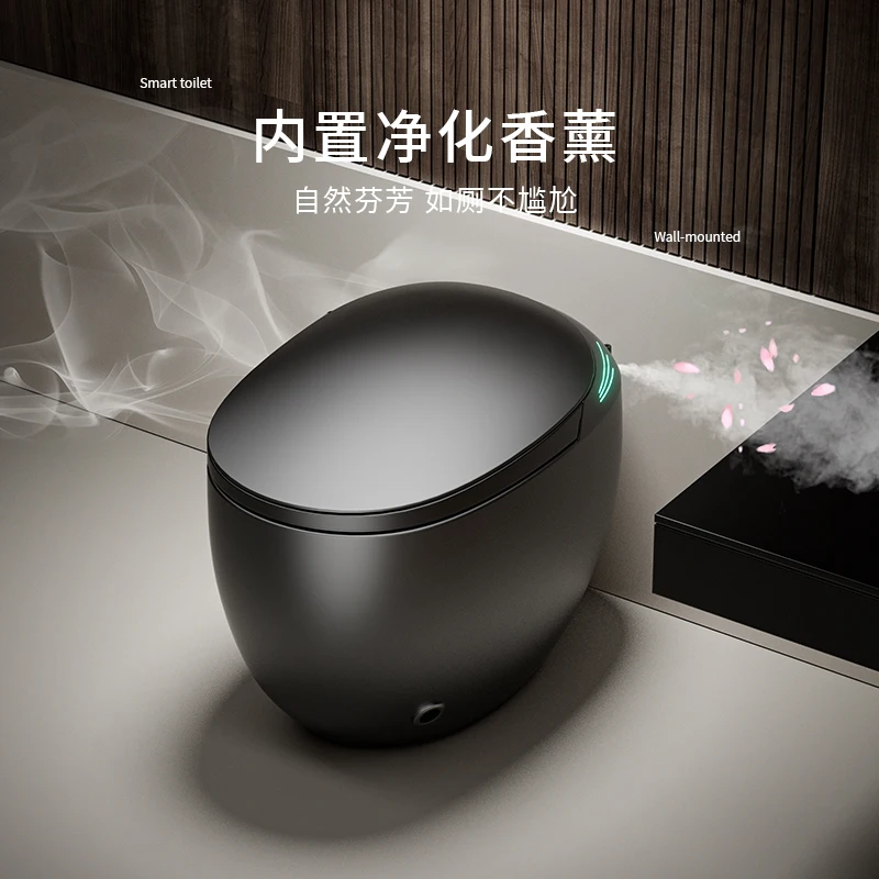 مرحاض ذكي متكامل بدون حد ضغط الماء، مسدس كهربائي منزلي مستدير أوتوماتيكي، مرحاض رمادي #5