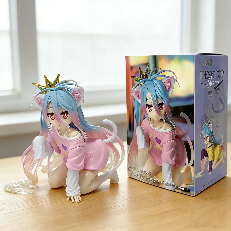 Figura de Anime de PVC de No Game No Life, Figura de Acción de Shiro con Orejas de Gato, Decoración de Escritorio, Modelo Coleccionable para Adultos