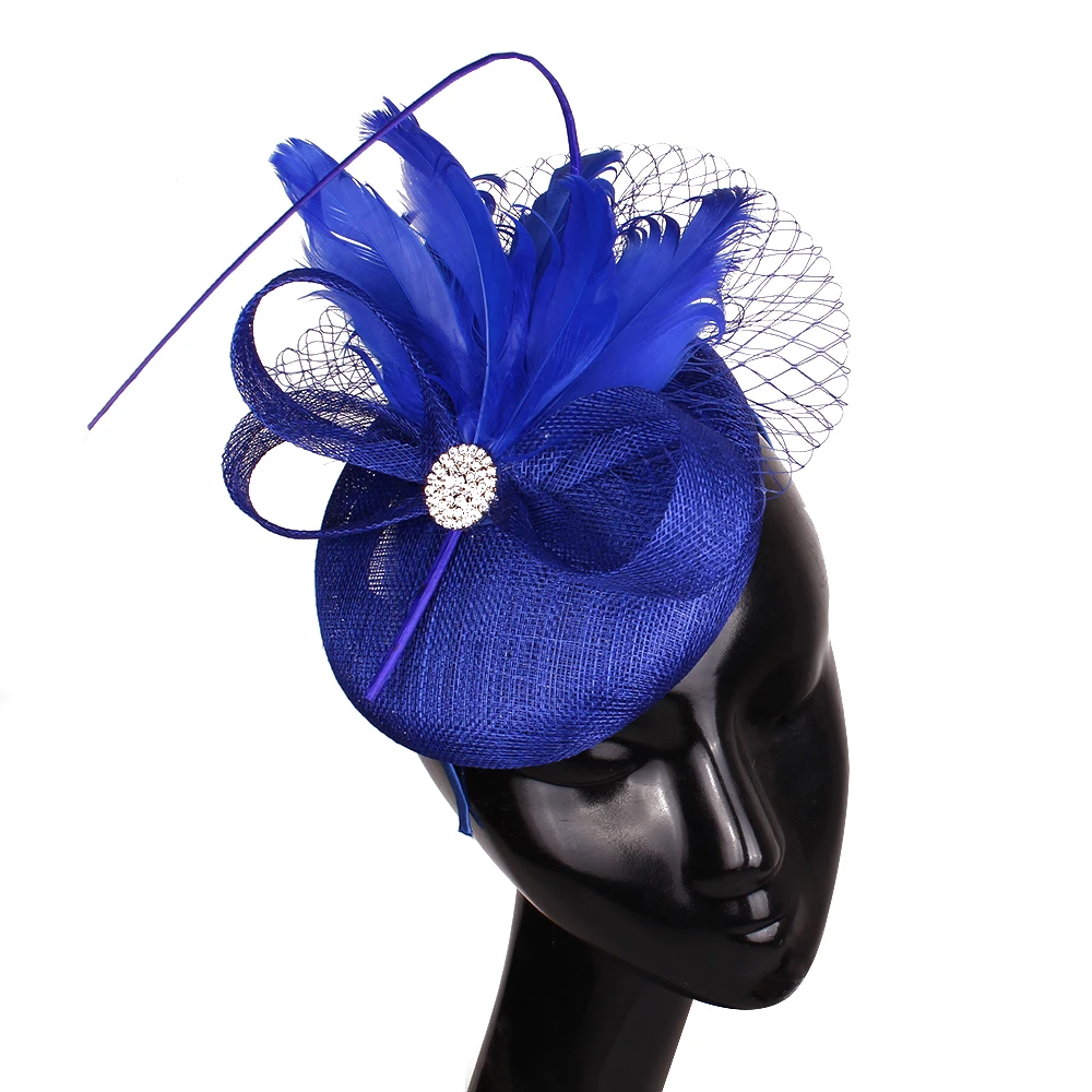 

Royal Blue Sinamay Church Wedding Fascinator Headband Formal Dress Party Headwear Hair Clip Ladies Women Race Hair Accessories