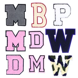 Letter M P B W D Pink Patch English Icon Towel Embroidered Applique Patch For Clothing DIY Sew-on Patches on the stickers