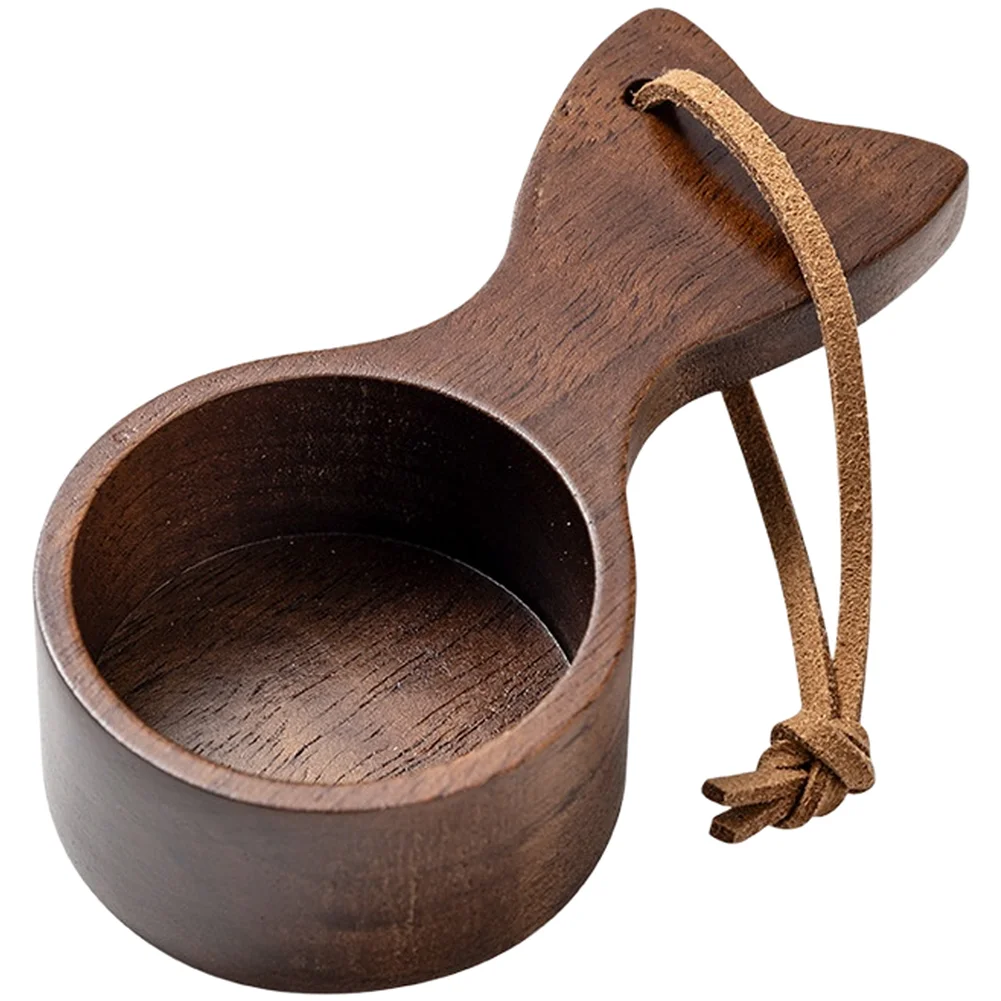 Compact Design Coffee Measuring Spoon Kitchen Tool Leather Hanging Strap Robust Material Smooth Edges Space-Saving Storage