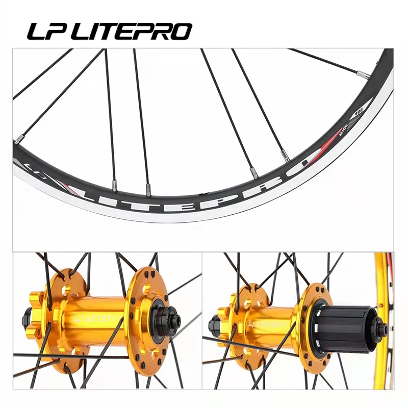 Lp Litepro 406 451 Disc/V Brake Bicycle WheelSet 20 Inch Quick Release Aluminum Alloy Double Wall Rims BMX Folding Bike Wheelset