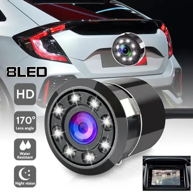 CCD Waterproof Wide Angle Backup Camera 8 LED Parking Monitoring Night Vision Reversing For Car 170° Car Rear View Camera