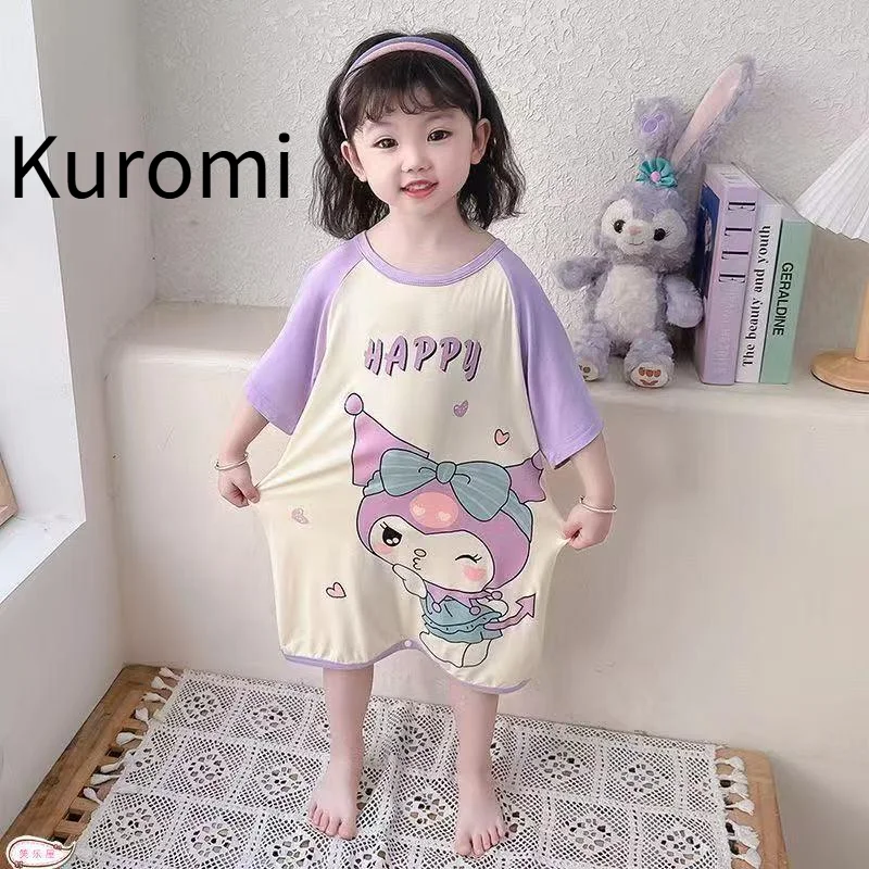 

Sanrio Children's Pajamas Kuromi Kawaii One Piece Pajamas Girl Summer Cute Cartoon New Style Casual Comfortable Loose Breathable