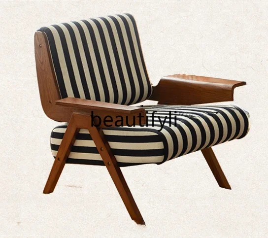 Zebra chair retro single sofa solid wood back chair