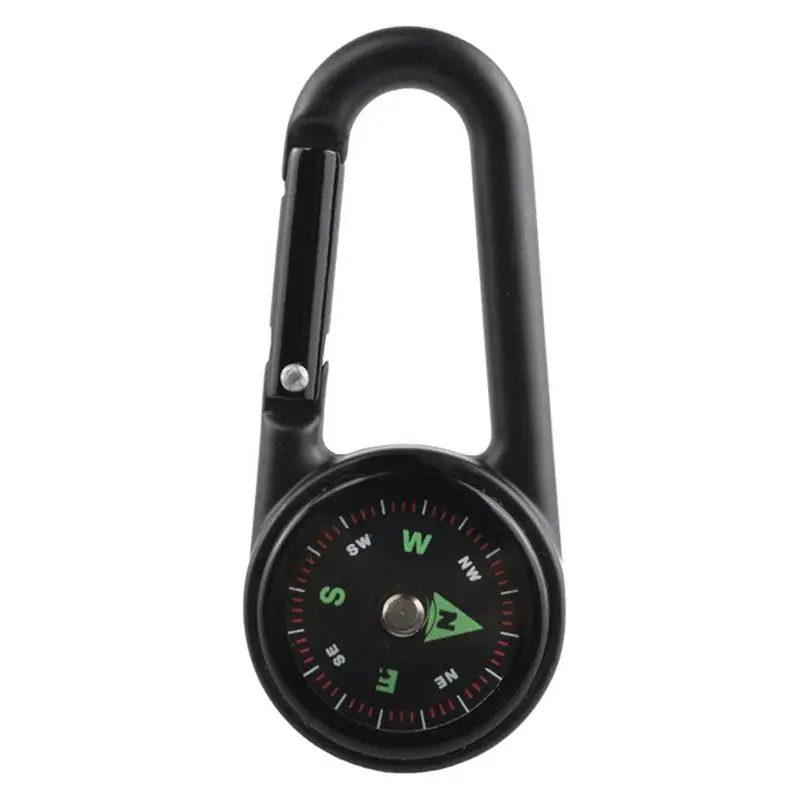 Portable Multifunctional Hiking Carabiner Keychain Mini Compass Hydro Thermograph Navigation Carabiner For Camping Hiking