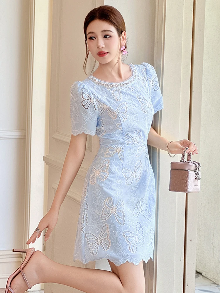 Robe de soirée d'anniversaire pour femmes, douce et délicate, élégante, Chic, broderie, paillettes, diamants, courte, robe de bal, Date