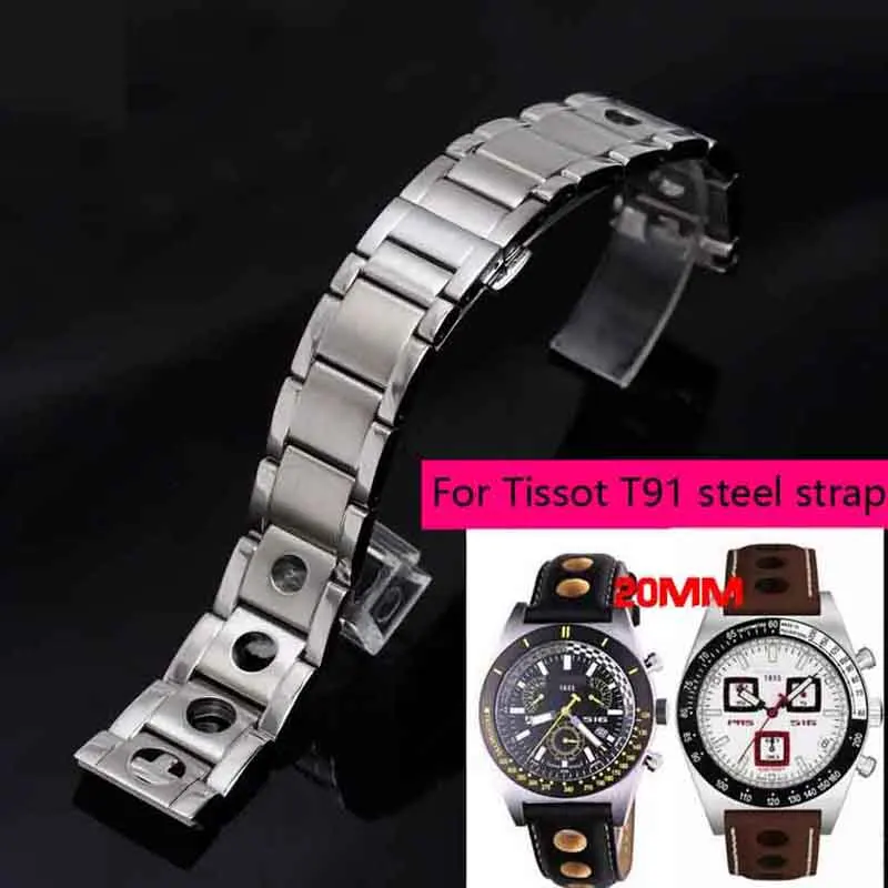 904 Stainless Steel Watch Straps For Fit Tissot PRS516 Nascar wristband T021414 T91148 watchband Accessories 20mm Bracelet