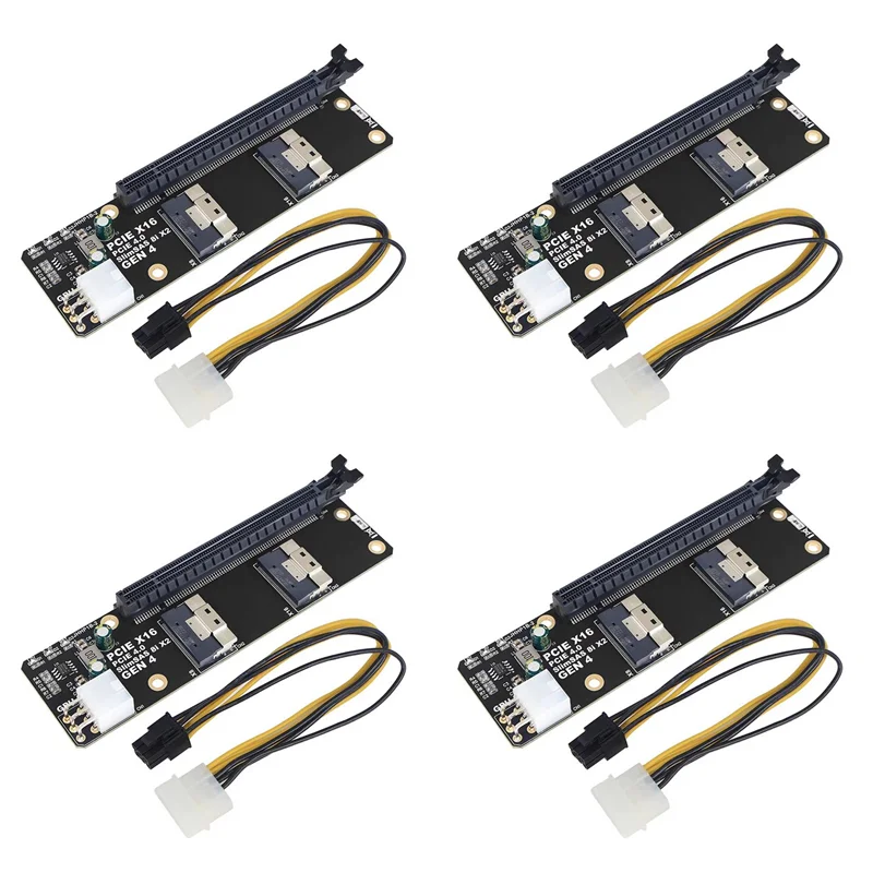 

Exquisite-4X 2-портовая карта-адаптер Slimsas 8I X2 для Pcie 4.0 X16 SFF8654 Riser Card GEN4 6-контактный разъем