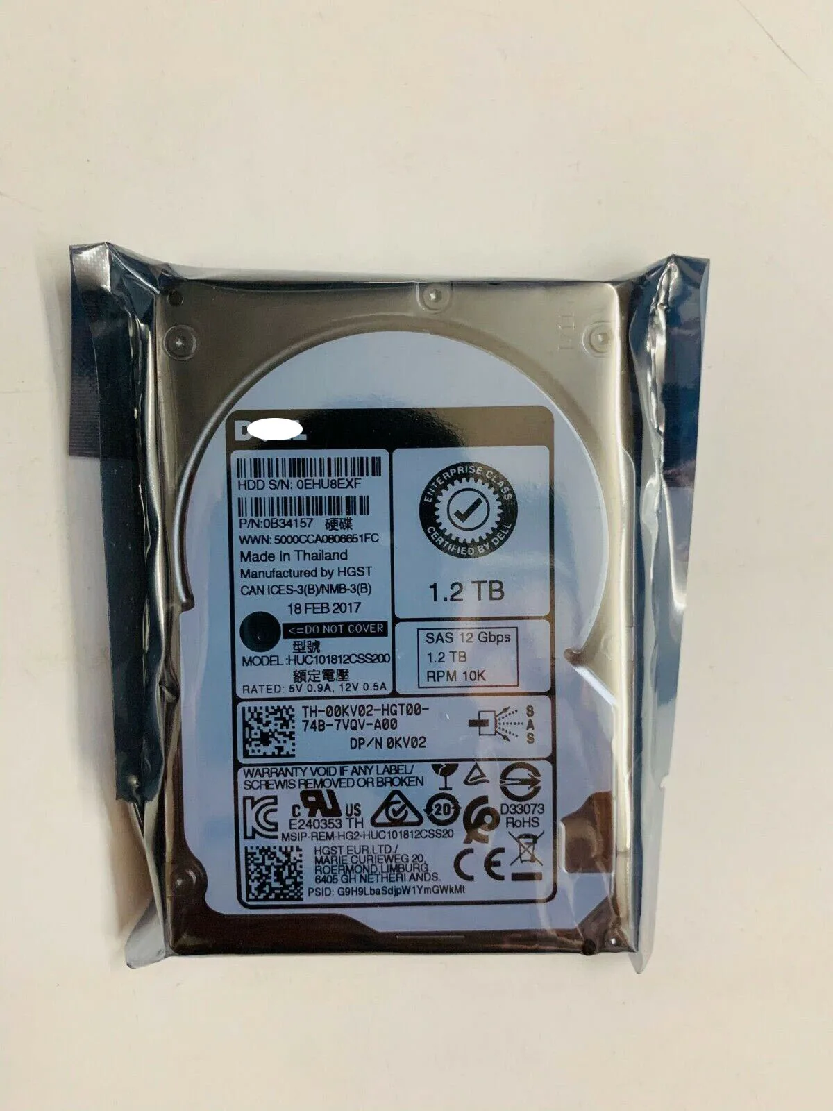 For 00KV02 0KV02 HUC101812CSS200 1.2TB 2.5" 10K 12Gbps SAS HDD Hard Disk