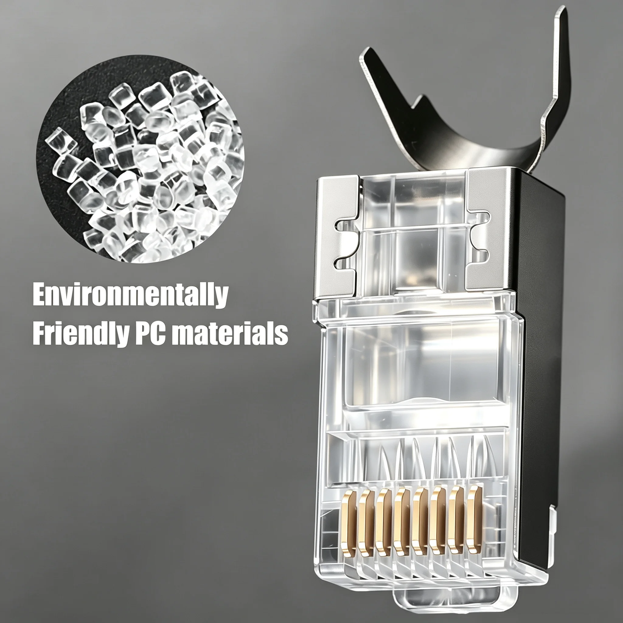 SUMMITOP 10/20/30PCS RJ45 Cat7 Shielded Connectors Crystal End Gold-Plated 8P8C Crimp UTP Ethernet Modular Plug
