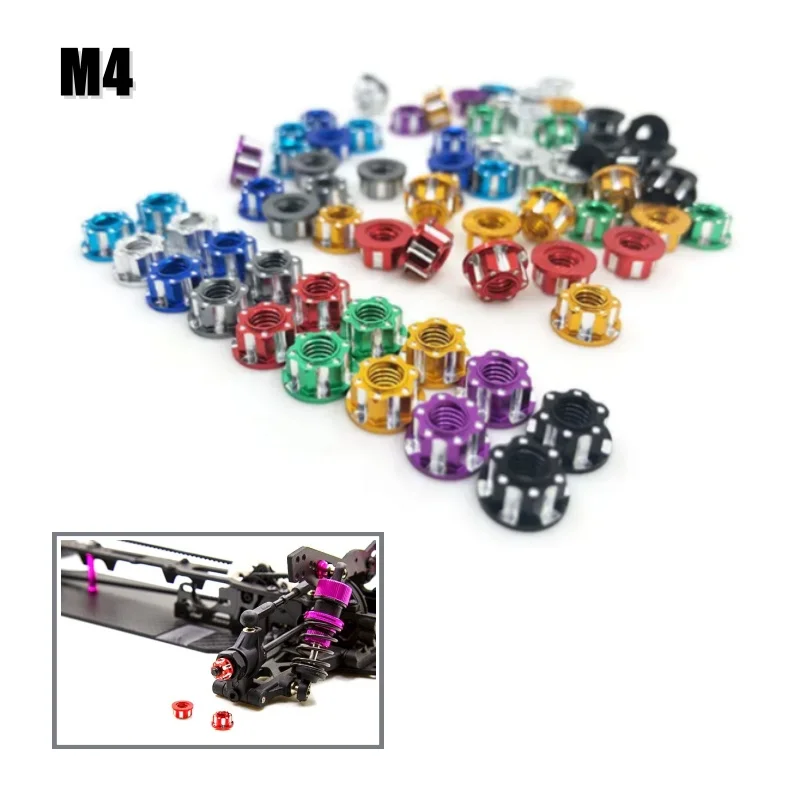 

4Pcs Aluminum Alloy M4 Wheel Tire Lock Nuts For 1/10 RC Traxxas Trx4 Trx6 HSP Axial SCX10 D90 D110 Slash Rgt Accessories