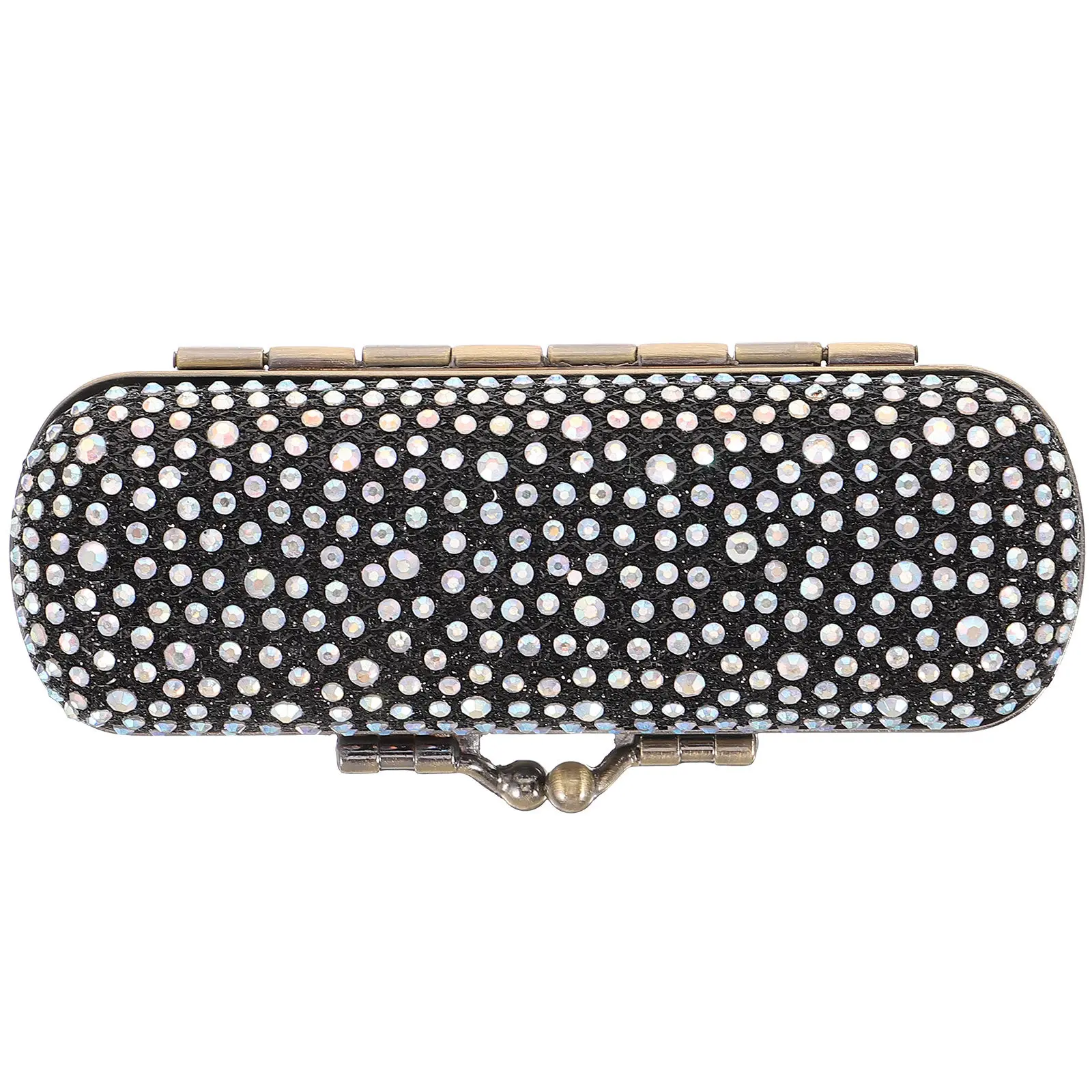 

Lipstick Case Portable Plated Rhinestone Metal Lipstick Holder with Mirror Travel Makeup Organizer Small