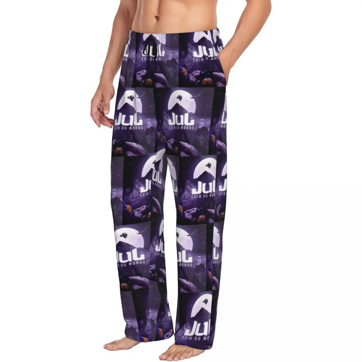 Custom Men's JUL French Rapper Pajama Pants Print Sleep Sleepwear Bottoms with Pockets