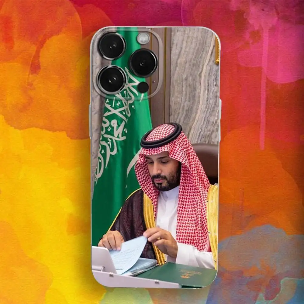 Custodia per telefono M-Muhammad Bins S-Salman per iPhone 16,se4,15,14,13,12,11 Plus,Pro,Max,XR,XS,X,Plus,SE,Mini Cover morbida trasparente