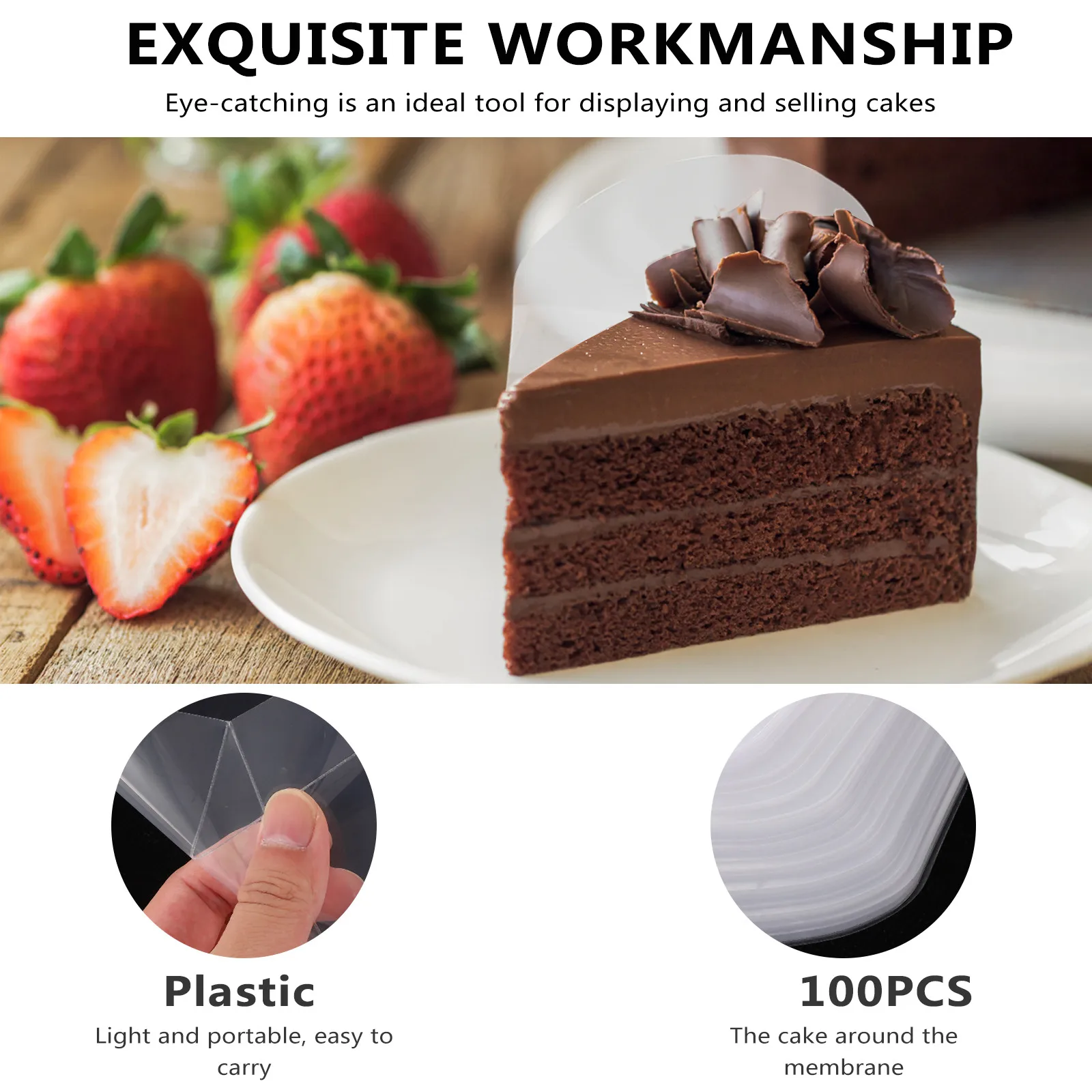 100 pcs Cake Decorating Cardboard Circles Stands for Baking, Party Accessories, Transparent Triangle Collars